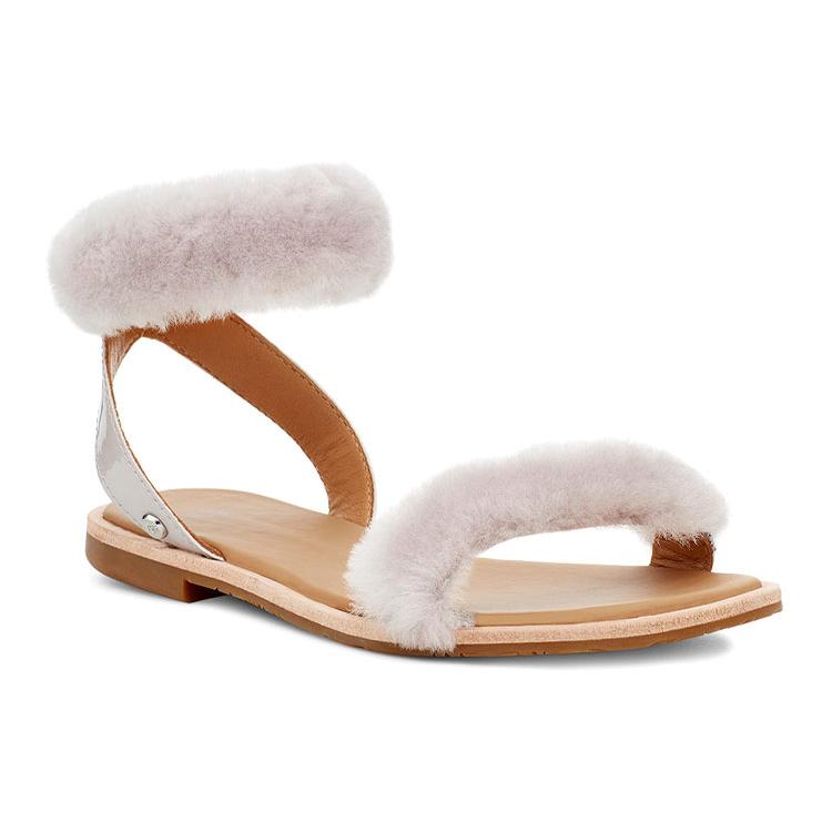UGG Fluff Springs Спортивные Сандалии с Открытым Носком для Улицы Белые Женские 1101438-FEA