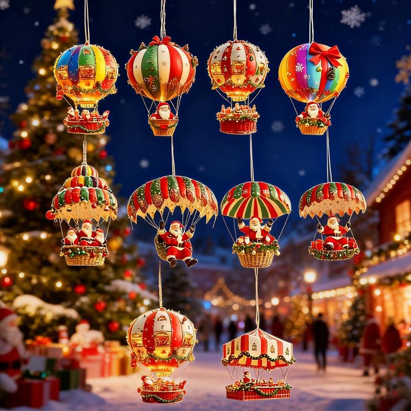 Рождественский деревянный воздушный шар Санта-Клаус 2D плоская деревянная подвеска украшение для рождественской елки идеальный праздничный подарок декор