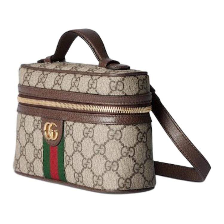 GUCCI Ophidia Canvas With Leather Shoulder Bag, Crossbody Bag, Handbag Extra Mini Women's Beige & Dark Brown 816357-96IWG-8745