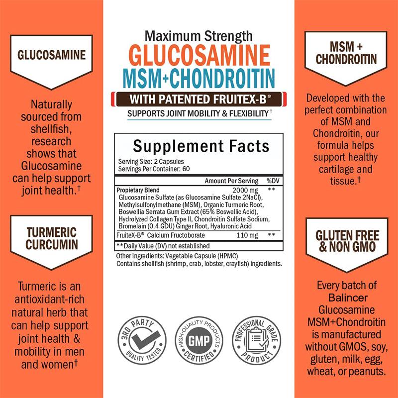 Glucosamine Sulfate Dietary Supplement, Hydrolyzed Collagen Type Il, 120 Capsules