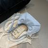 Lace Pearl Pendant Bow Shoulder Bag Solid Color French Style Handbag Ins PU Hobo Bag  Girls/Female