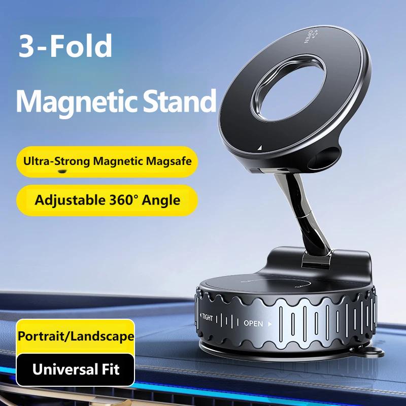 for MagSafe Magnetic Vacuum Car Phone Holder 360° Foldable Dashboard Mount Universal Stand for iPhone Android Navigation