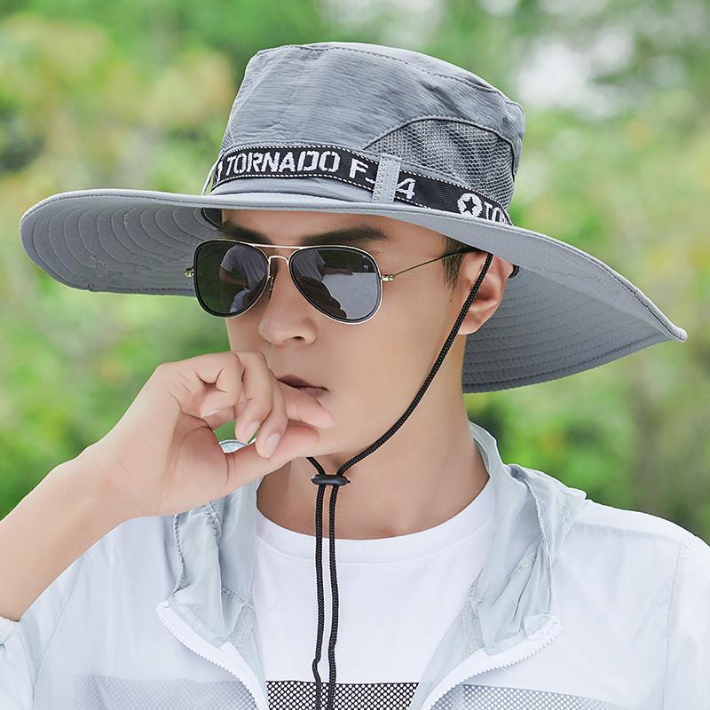Men's Summer Outdoor Riding Fishing Leisure Benny Hat Mountaineering Sun Protection Breathable Large Eaves Fisherman's Cap