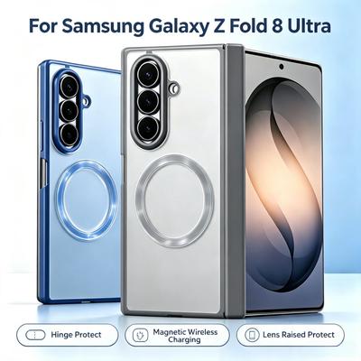 Прозрачный Матовый Слегка Чехол для Телефона для Samsung Galaxy Z Fold 8 Ultra Fold 7 6 5 4 Переднее Стекло Сильный Магнитный Шарнир Защитная Крышка