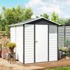 9x 6FT Metal Outdoor Garden Shed, Galvanised Tool Storage Shed w/ Sloped Roof, Lockable Door for Patio Lawn, Dark Grey