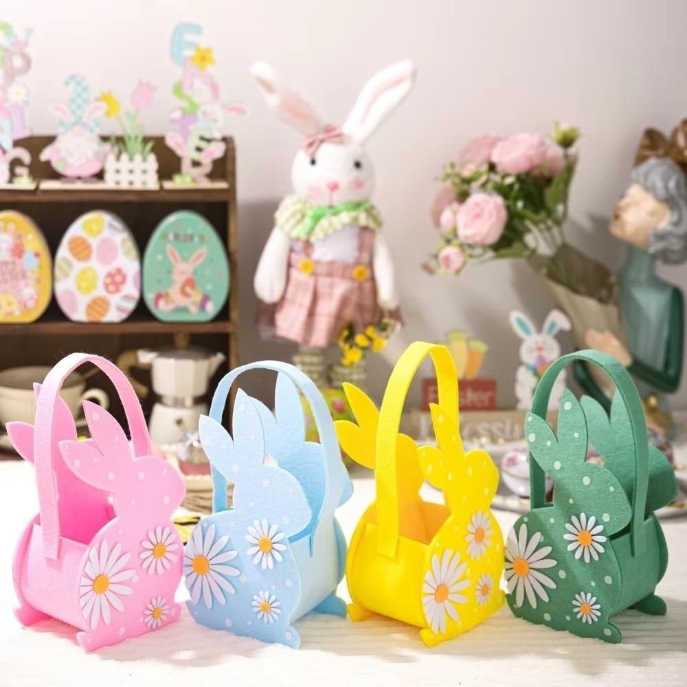 Felt Easter Candy Gift Bag With Handle Easter Bunny Basket Children's Gift Candy Bag Egg Hunting