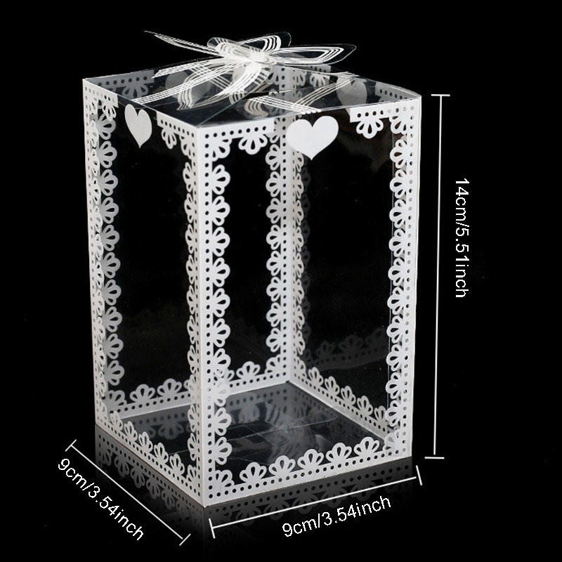 10/20 шт. Прозрачная подарочная коробка ПВХ Пластиковая прозрачная упаковочная коробка для свадьбы, детского душа, вечеринки, подарка, шоколада, конфет, торта B