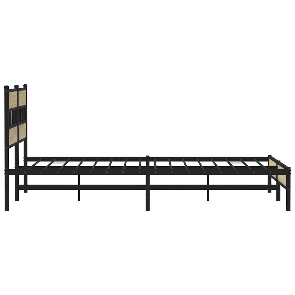 Metal Bed Frame without Mattress Sonoma Oak Finish 193 x 203 cm