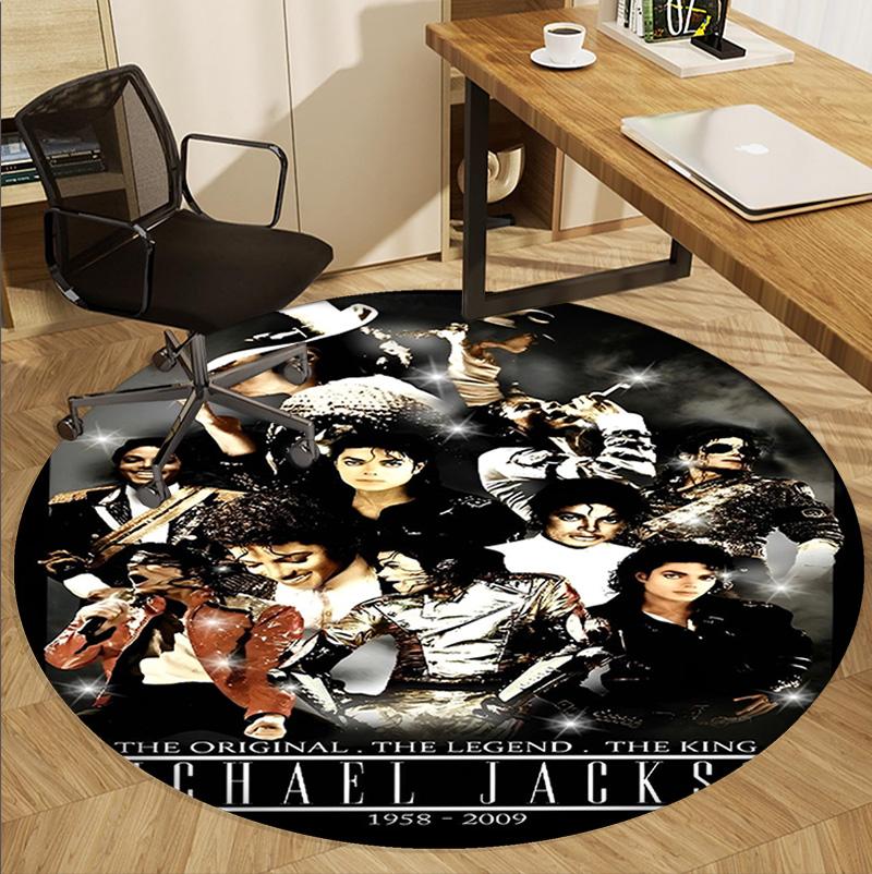 Michael Jackson Pattern Round Rug, Indoor/Outdoor Mat, for Picnic, Gameroom, Bedroom, Office, Living Room, Home Decor Carpet, Birthday Gift