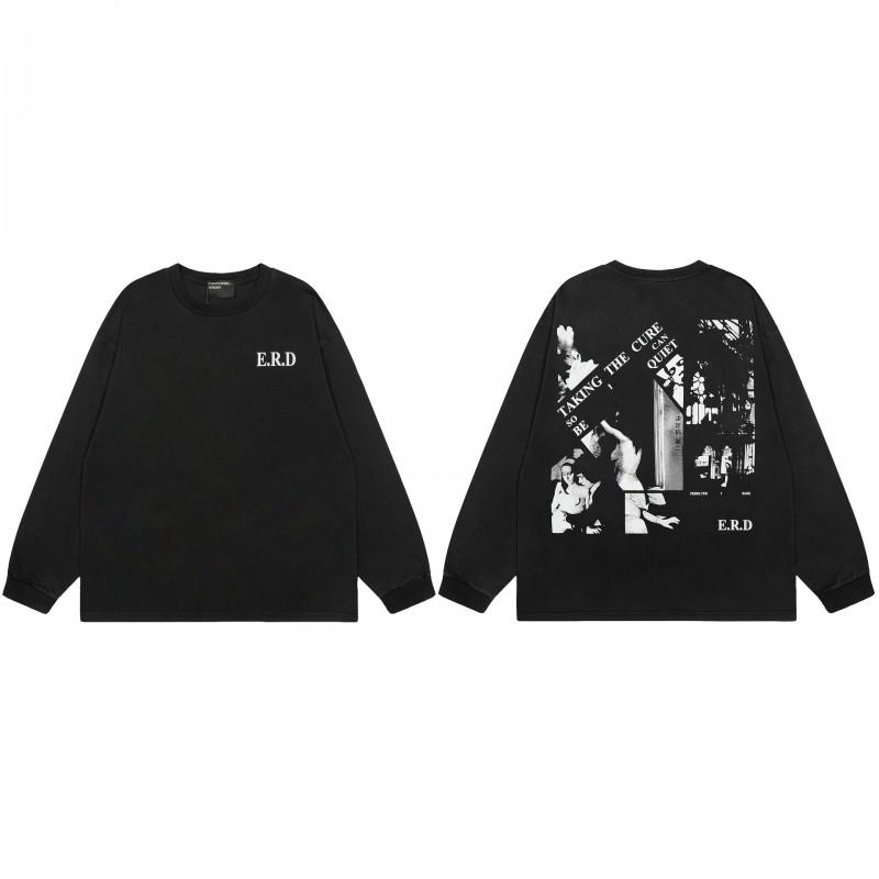 Long Sleeve T-Shirt Teen Boys Vintage Letter Print Relaxed Fit Streetwear Style 2025