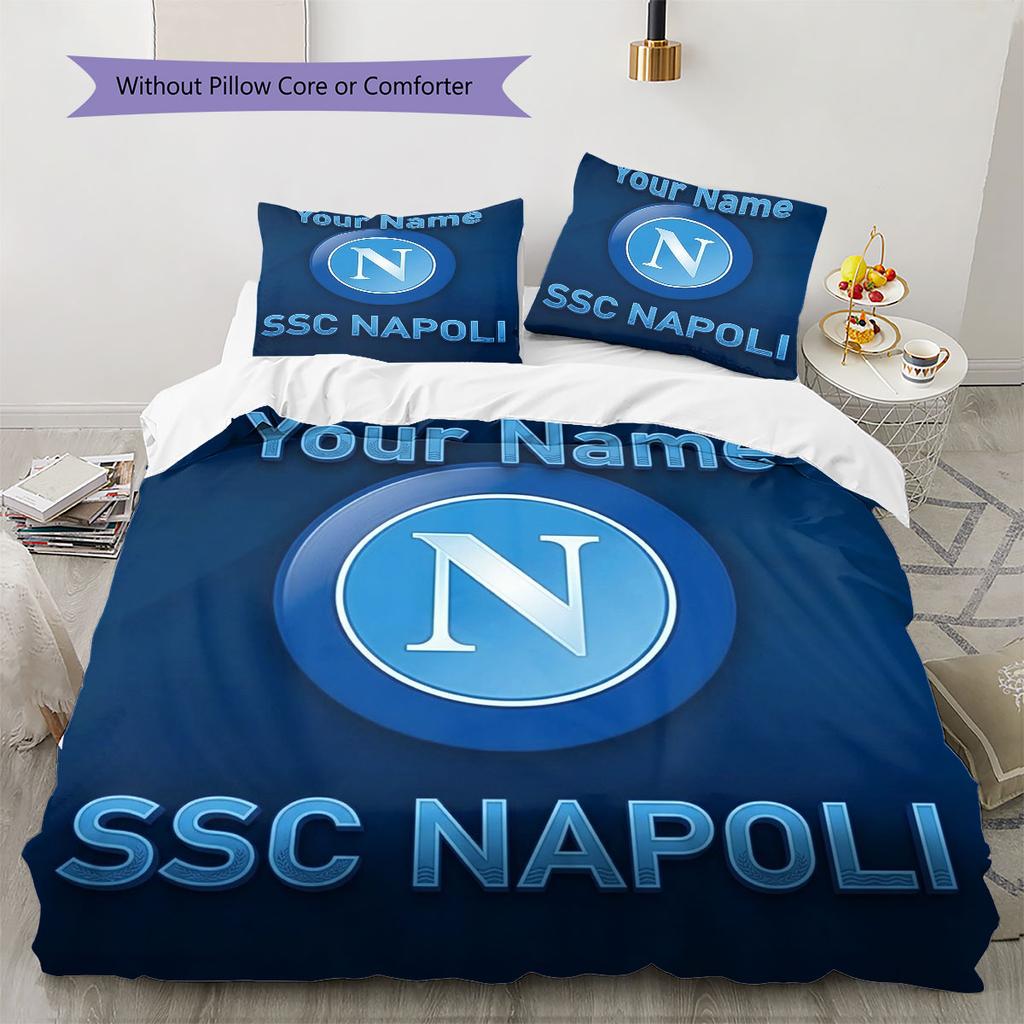 SSC Napoli Custom Name Pattern Bedding,Quilt Set Quilt Cover Pillowcase Home Birthday Gift(1 * duvet cover + 2 * pillowcase, without core)