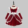 Women's Mrs Claus Christmas Costume Red Velvet Lace Mini Dress Cosplay Outfit