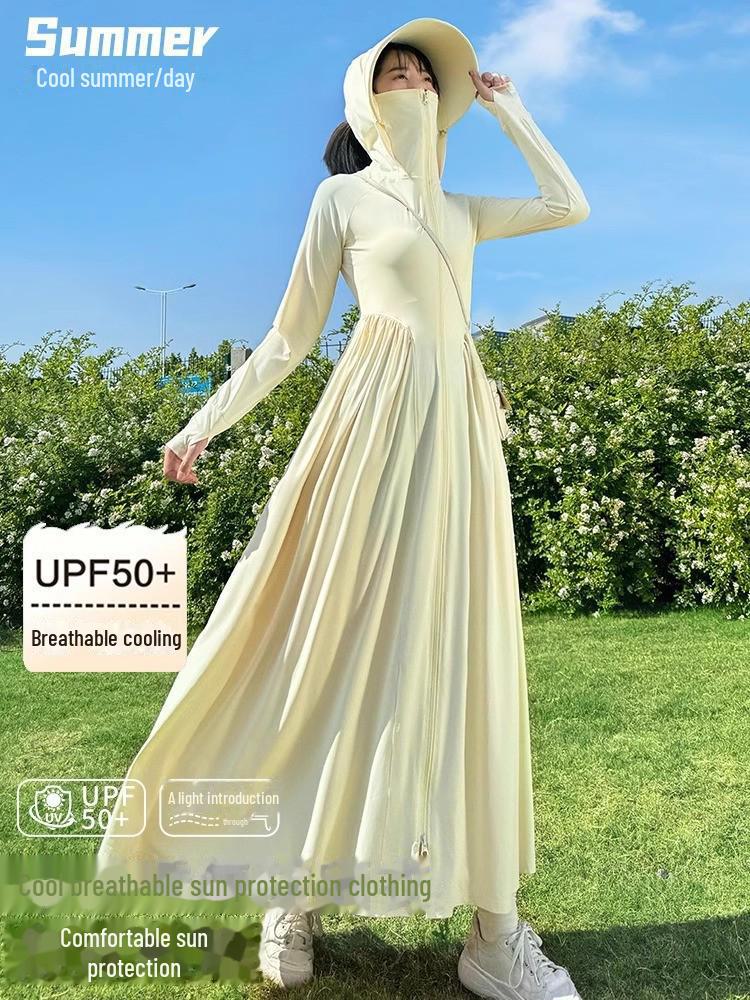 Женская облегающая куртка Ice Silk Sun Protection Jacket - длинная, легкая, с защитой от ультрафиолета на лето 2024 г.