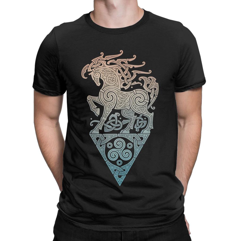 SLEIPNIR ODINS STEED Funny 100% Cotton T-Shirt Sleipnir Tees Tops For Men