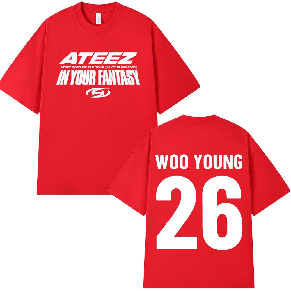 ATEEZ in Your Fantasy 2025 World Tour T‑Shirt Woo Young 26 Graphic Print Unisex Crew Neck Short Sleeve Kpop Merch Streetwear Tee for Men Women