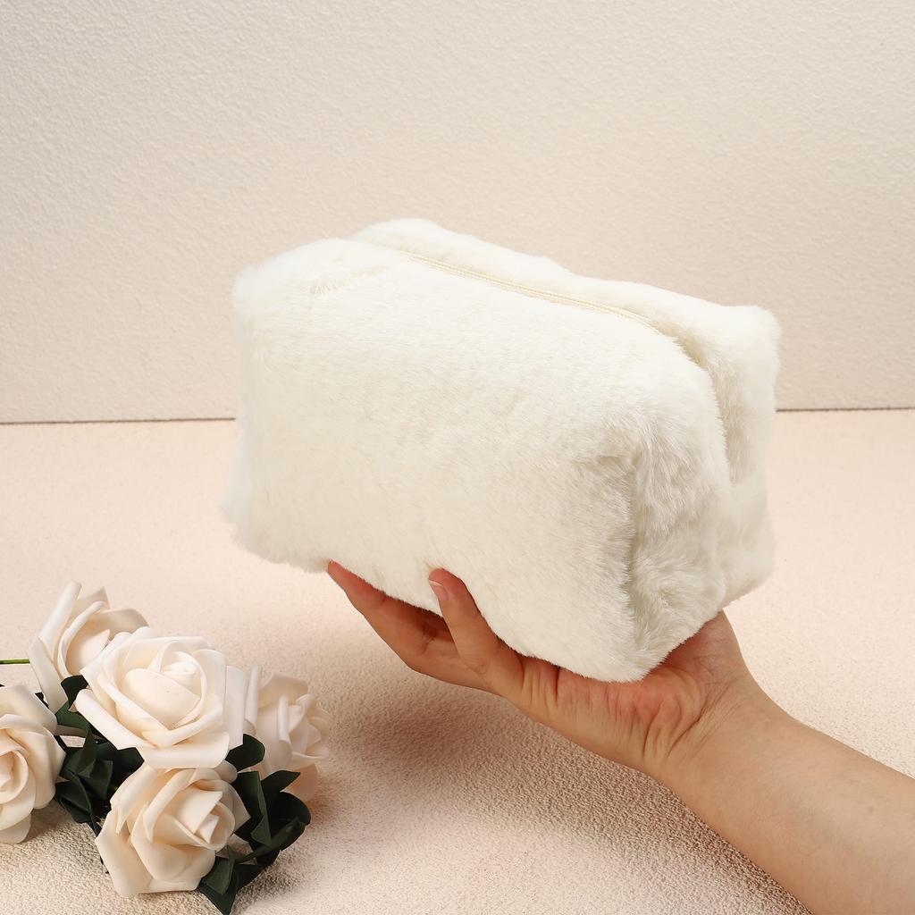 VOCOSTE Маленький плюшевый косметический мягкий косметический милый дорожный на молнии многофункциональный органайзер-косметичка для белой сумки, сумки, сумки, женщины,