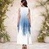 Women Plus Size Round Neck Sleeveless Abstract Print A Line Maxi Dress With Side Pockets