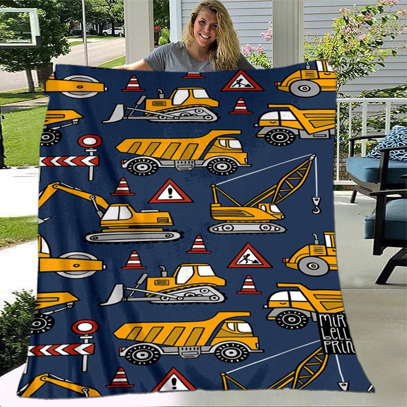 1pc Tractor Printing Lightweight Flannel Blanket, Comfortable and Warm Blanket, for Camping Sofa Bed and Couch Office, Suitable for Gift Blan