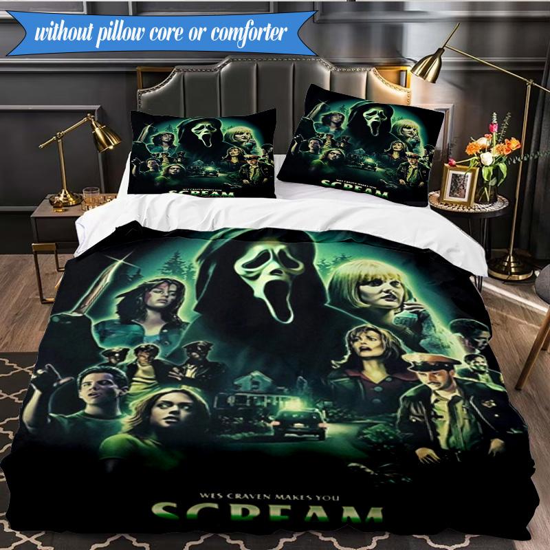 Scr-eam Horror Movie 3pcs K-pop music group Bedding set,Ideal for Bedroom, Dormitory,Including Duvet Cover And 2pcs Pillowcases,Fan gifts