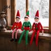 Holiday Shelf Sitter Decorations Christmas Elf Boy Ornament, Small Cute Plush Doll Decoration with Bendable Sitting Elves for Mantle Arm And Legs Home