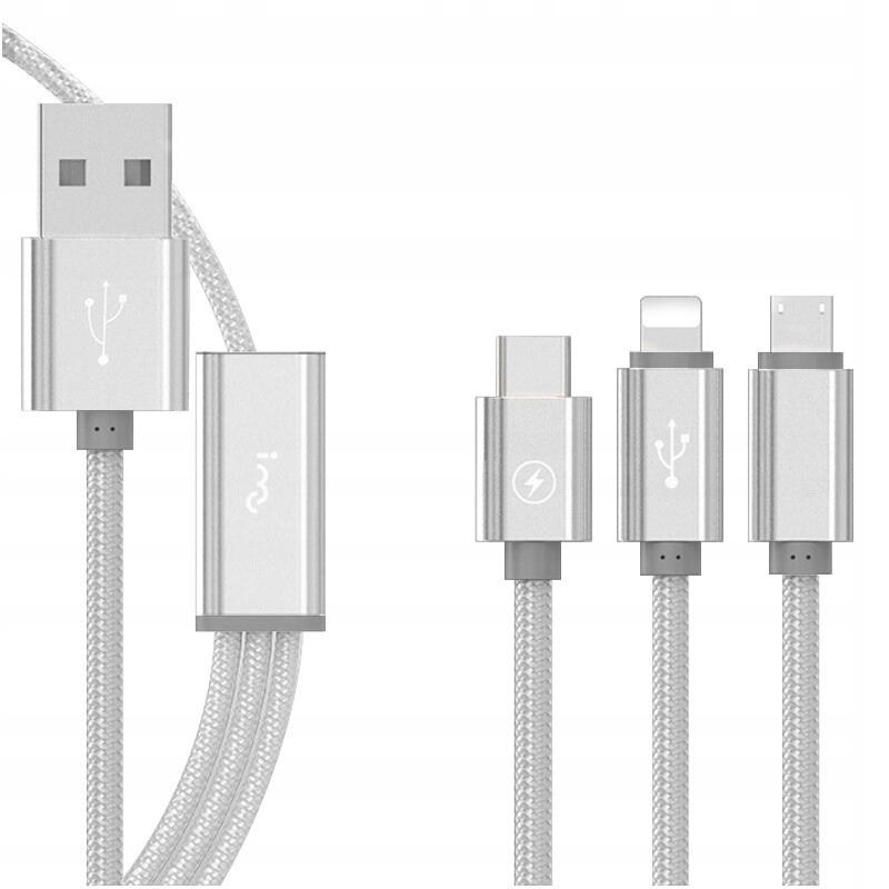 3-In-1 Charger Cable 1.2M Type-C Lightning Usb-C 5A