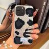 Black - White Leopard Marking Case for iphone 16 Plus 12 18 Pro Max 15 Air 14 11 17 Pro XS Max 13 XR Silver Crushed Foil Cover