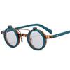 Ins Popular Fashion Small Round Punk Double Bridges Women Sunglasses Retro Flip Lens Shades UV400 Men Rivets Sun Glasses