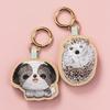 Dog Cartoon Animal Pendant PU Leather Car Keyring Lovely Embroidery Rabbit Keychain  Gifts