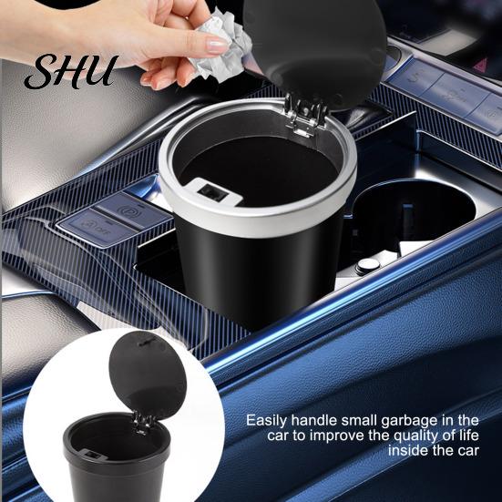 800ML Car Trash Can with Lid Waterproof Press Leakproof Universal SUV Truck Waste Bin Auto Center Console Rubbish Garbage Storage Box Interior