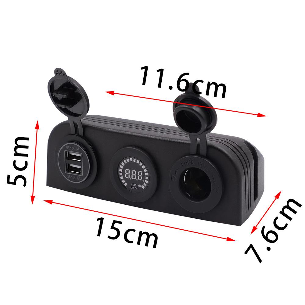 База для палатки с 3 отверстиями, 4,2 А, двойное зарядное устройство USB, 12 В постоянного тока, вольтметр, светодиодная розетка для автомобиля, мотоцикла, лодки, квадроцикла