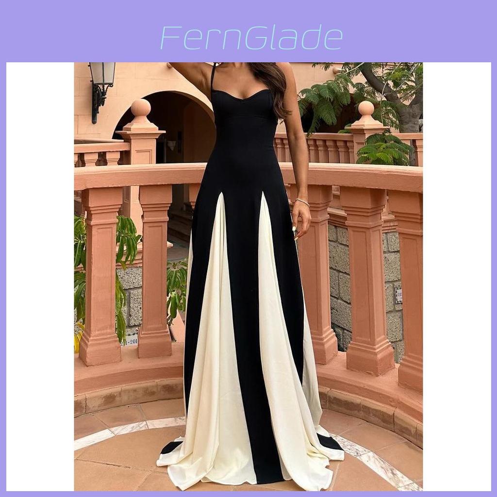 Modern Polyester Splicing Sleeveless Maxi Dress For Casual Summer Wear
