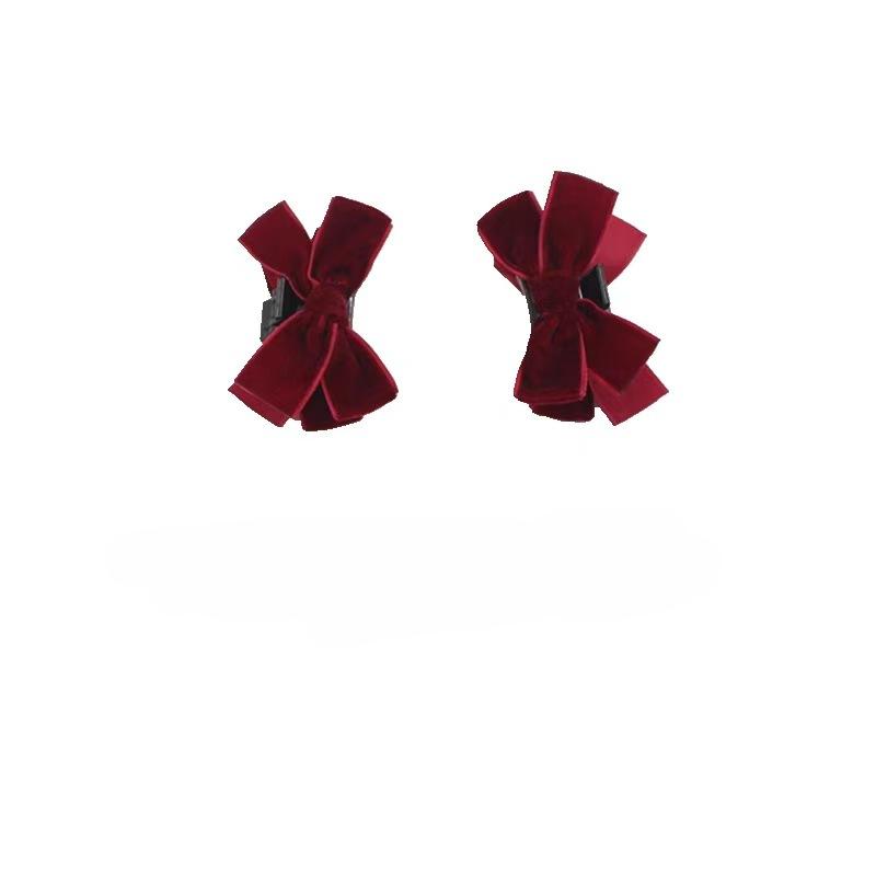Korean Velvet Bow Hair Clip Claw Clamp Sweet Black Red Bow Small Hair Claw Clip Princess Headwear Girls Women Hair Claw Clip