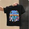 Смешная Six Seven Итальянская Brainrot 67 Графический Принт Число Футболка МальчикДевочка Летняя Короткий Рукав Детская Свободная Удобная Футболка Топ