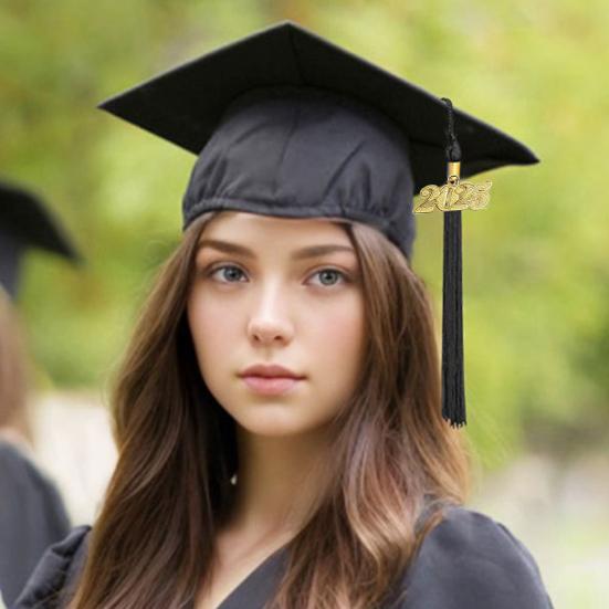 Выпускной колпак 2025 года с кисточкой, шляпа бакалавра с регулируемым размером, эластичная лента, аксессуар для выпускного платья, церемония вручения диплома магистра