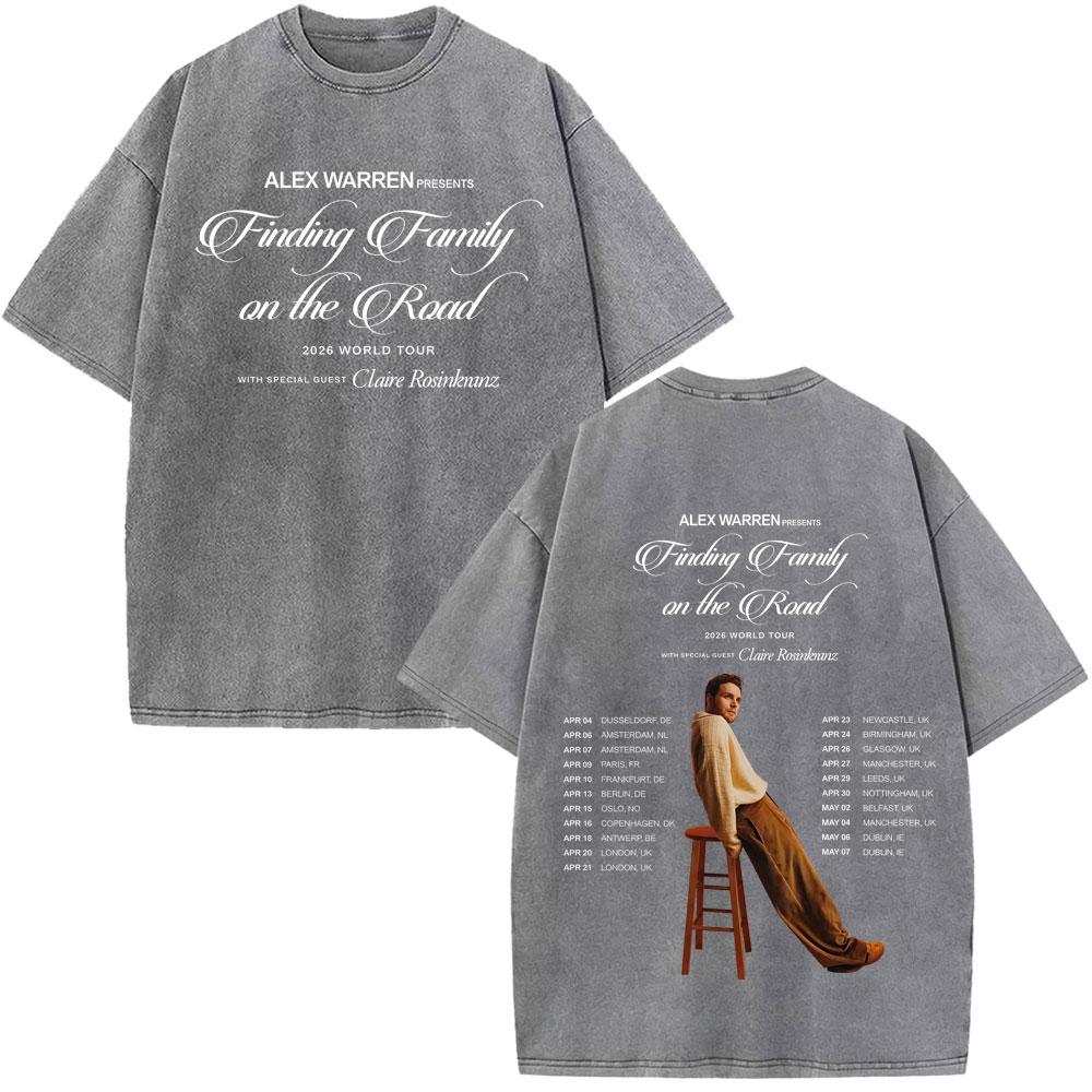 Singer Alex Warren 2026 Tour Print Tees Unisex Unisex Hiphop Tshirt Summer Cotton Loose Casual Vintage Washed Tshirts Streetwear