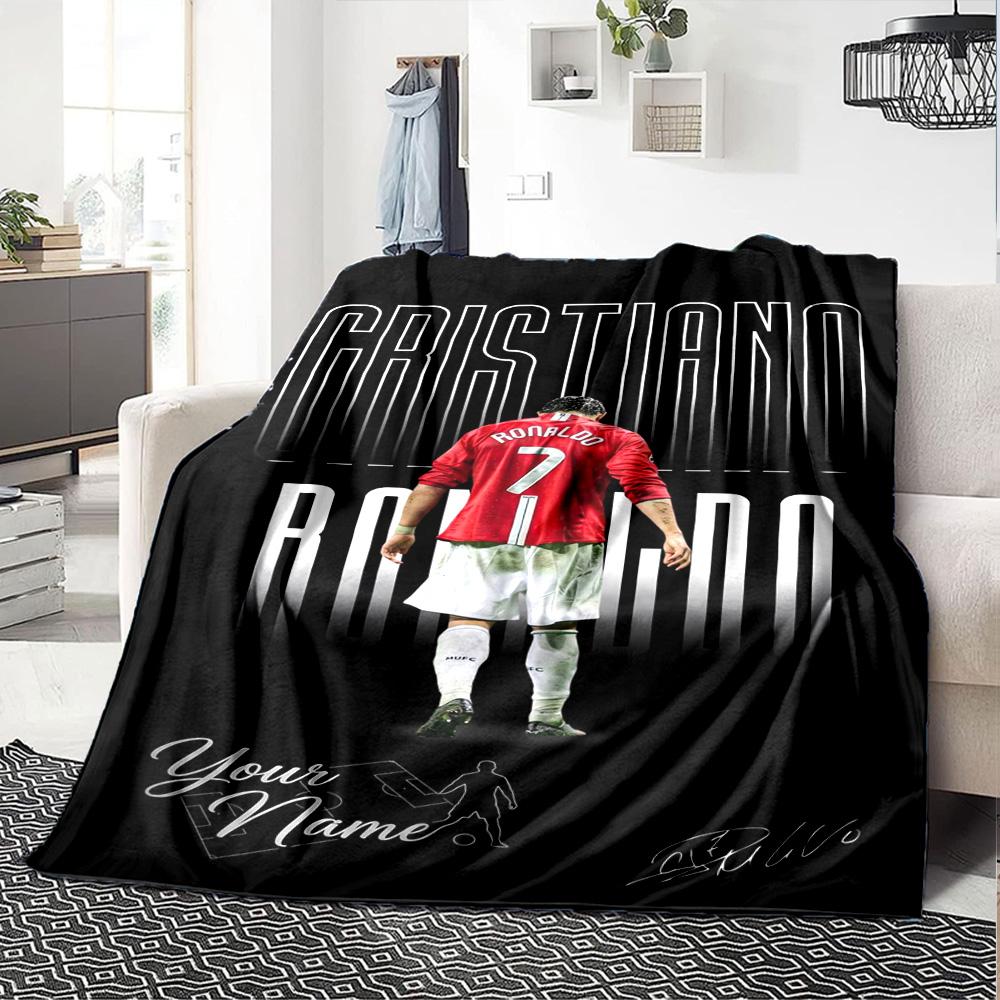 Cristiano Ronaldo (111) Personalized Text Blanket Cozy Customizable Blanket Durable Comfort Perfect for Nap Office Chair Bedding Living Room