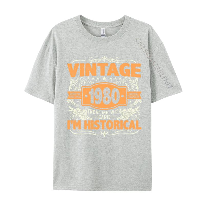 Slim Fit Tshirts 1980 Birthday Vintage 1980 Born In 1980 Made In 1980 T-shirts Normal Design Plain Cotton Mens Tops Tees