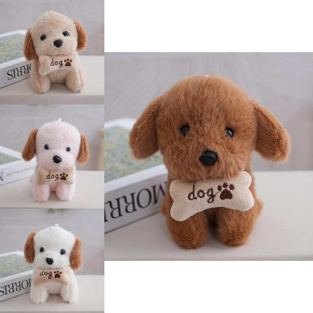 Cute Dog Plush Doll With Bone Decor And Letter Embroidery For Children And Fans