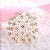 Women Brooch Snowflake Shape Rhinestone Faux Pearl Decor Anti-slip Wear-resistant Suit Coat Collar Hat Scarf Decoration
