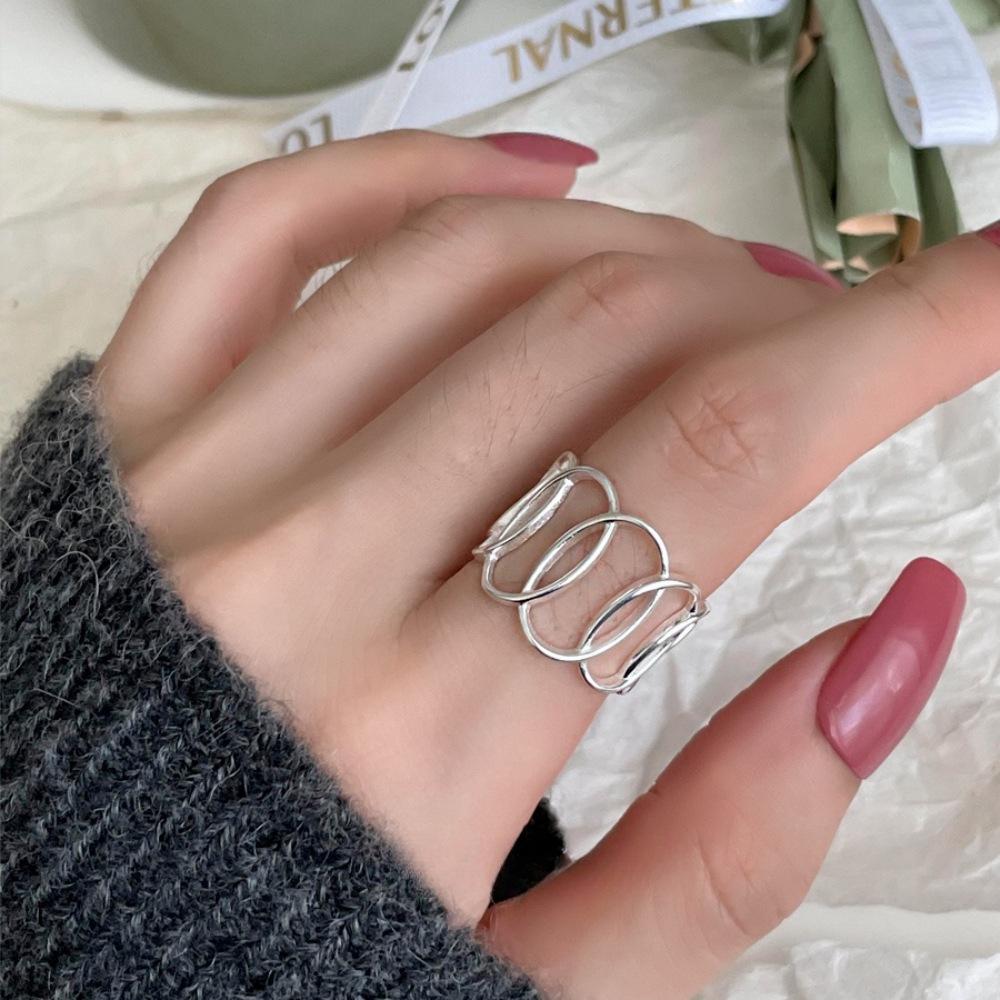 «Корейское регулируемое женское кольцо из стерлингового серебра 925 пробы – не выцветает, легкая роскошь, высококачественный, универсальный дизайн»
