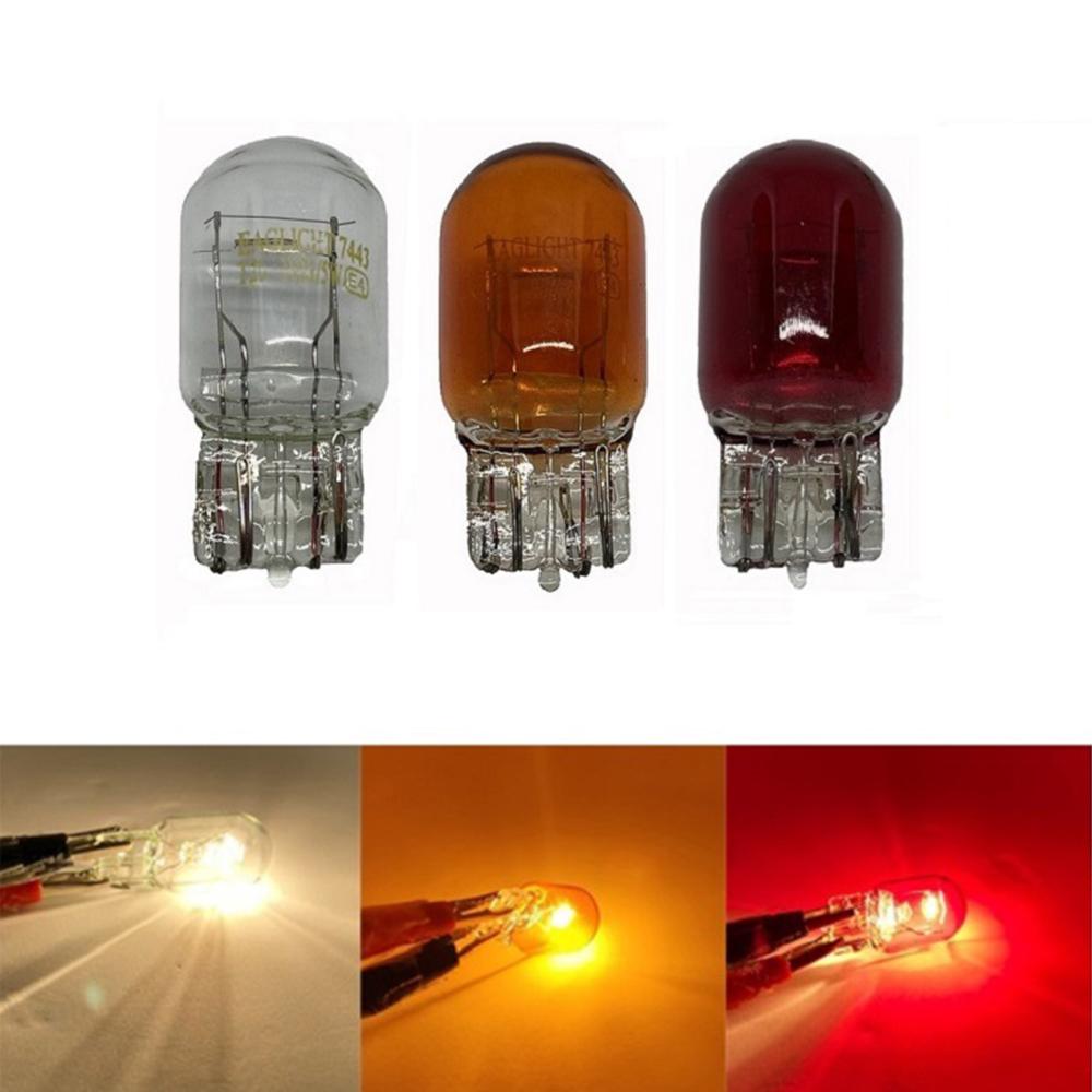 1X 12V Car Halogen Lamp T20 7440 7443 12v W21/5W Warm White Amber Red Brake Bulbs Tail Light Stop DRL Rear Turn Signal DRL