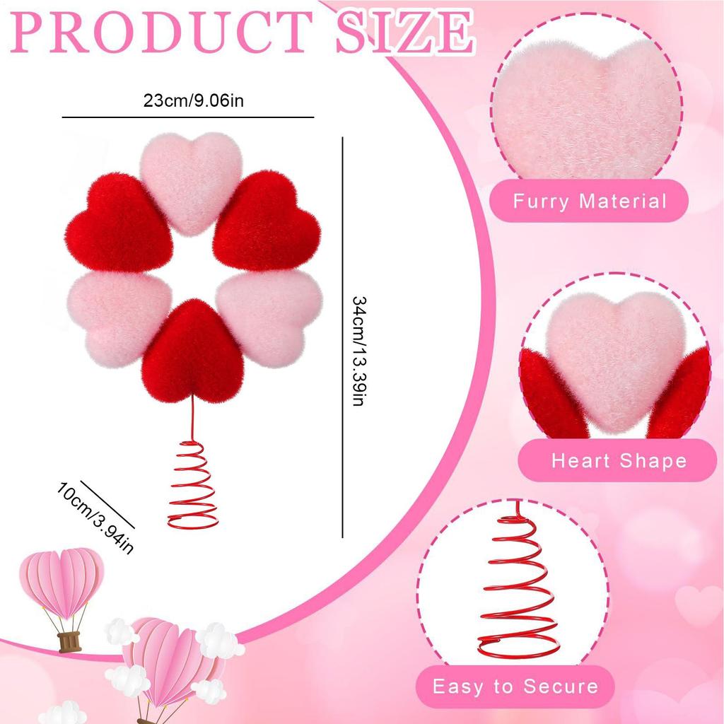 Valentines Day Tree Topper 13.4 Inch Valentines Decor Love-Themed Tree Top Decorations For Couples Desktop Home Living Room