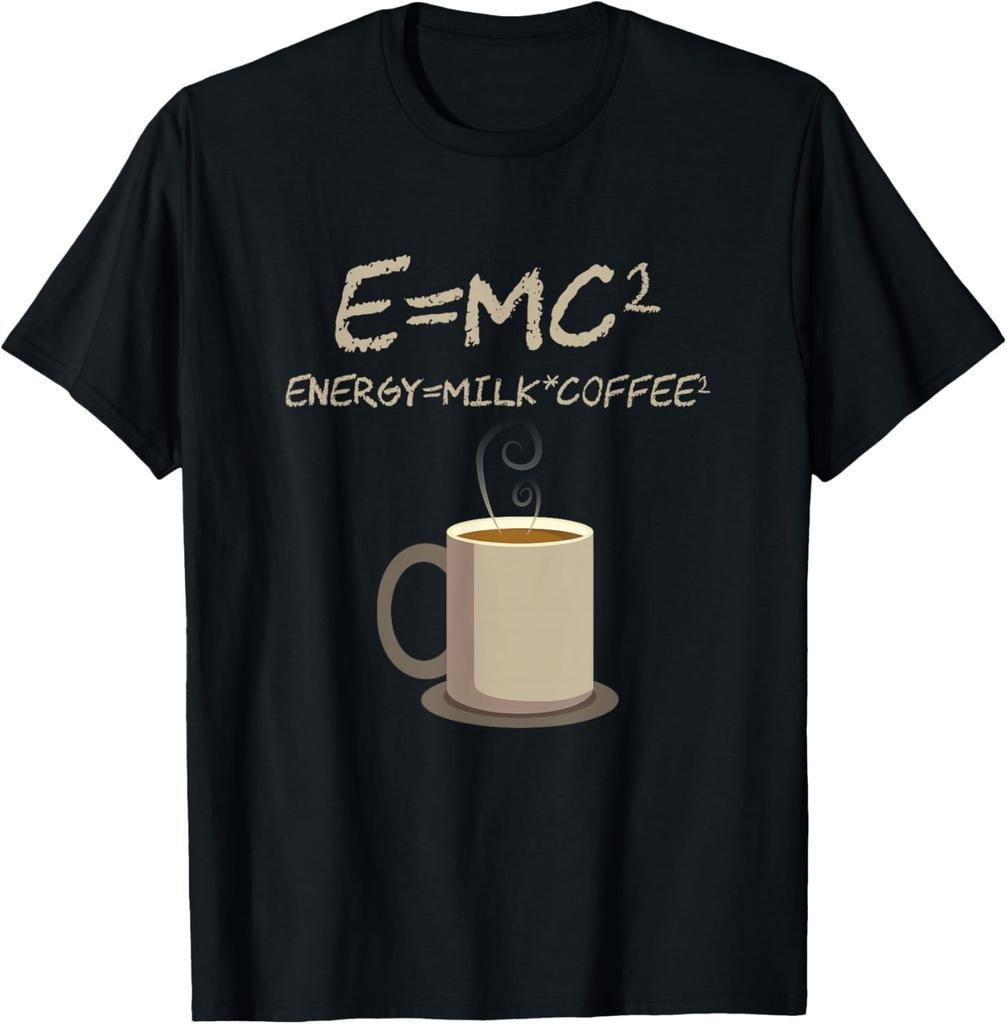 E=MC2 Забавная Научная Кофейная Энергия Кофе с Молоком Подарок Унисекс Футболка
