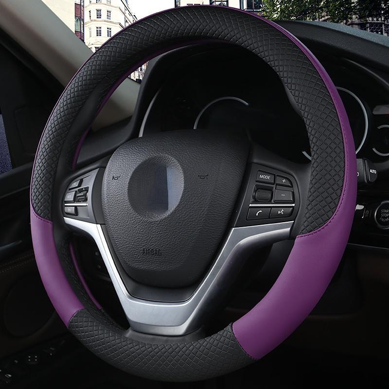 Кожаный чехол на руль автомобиля 37-38 см, автомобильный Стайлинг, аксессуары для интерьера, спортивные автомобильные чехлы на руль, противоскользящие