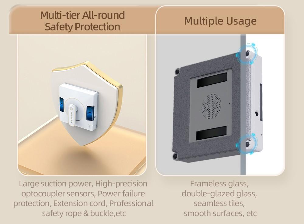 LIECTROUX YW509 Robot Window Cleaner, Double Water Tank, 3000Pa Suction Power, Smart Path Planning, Remote Control