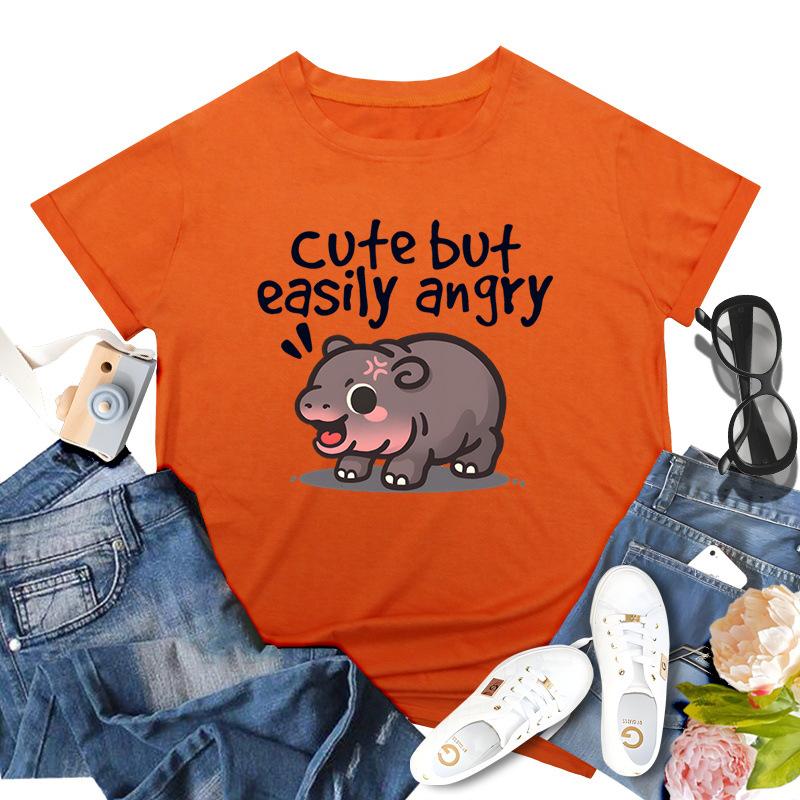 Bouncing Pig Moo Deng Printed Top Модный пуловер Повседневные универсальные футболки для женщин