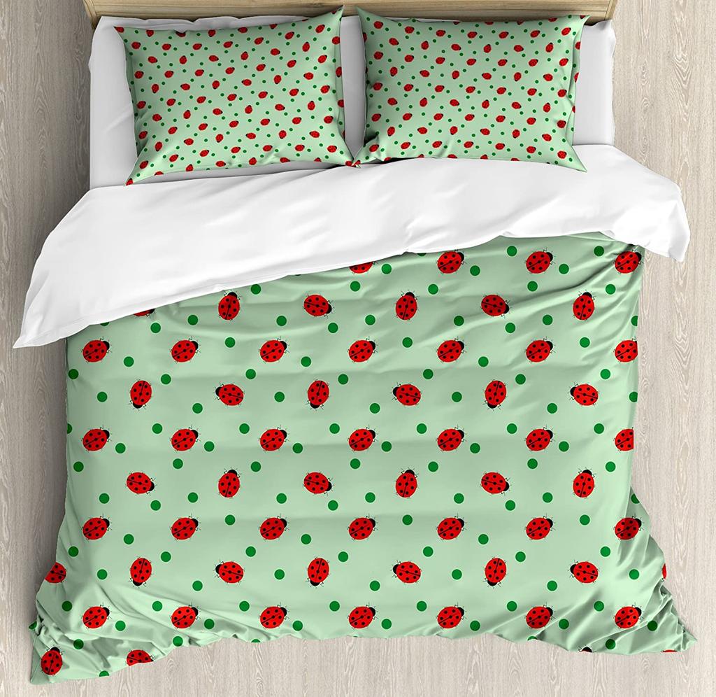 3pcs Bedding Set Dandelion Ladybug White Home Textile Duvet Cover Pillow Case Boy Kid Teen Girl Bedding Covers Set