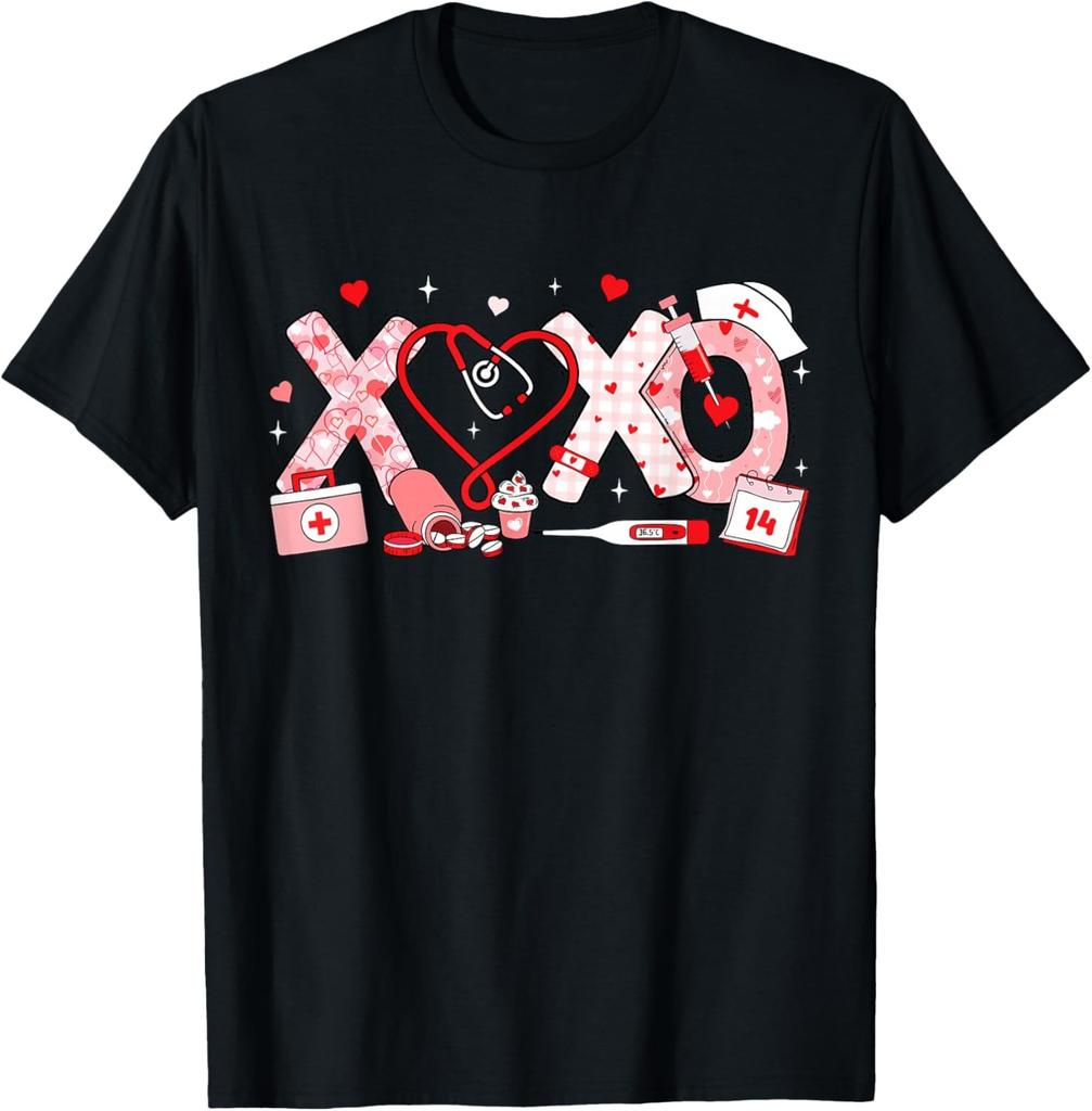 XOXO Nurse Valentines Day Stethoscope Valentine Nursing T-Shirt