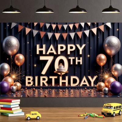 Фон для вечеринки Украшение для торта Декор на день рождения Баннер на 70-летие Красочная гирлянда Баннер для празднования юбилея Для вечеринки