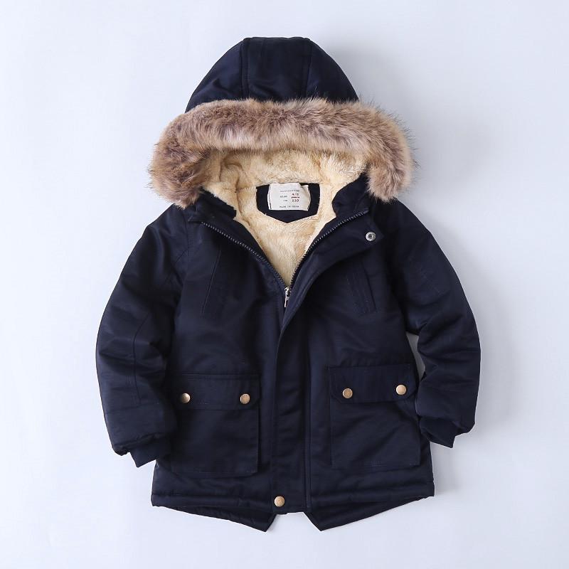 Boys Coats Velvet and Thickened 2024 Winter Fashion Hooded Jacket Boys' Clothing Children Cotton-padded Jackets
